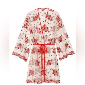Victoria’s Secret Floral Embroidery Sheer Mesh Robe